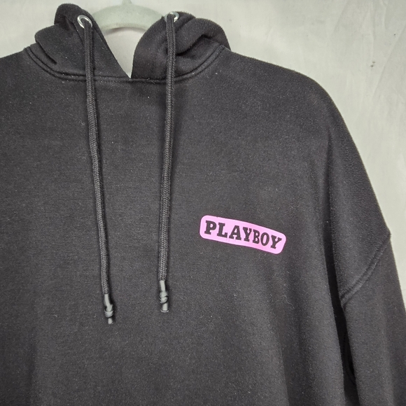 Misguided Playboy XL Oversized Hoodie W/ Pink Logo And Large Print On Back - Picture 2 of 12
